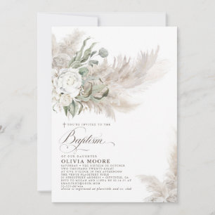 Invitation Pampas Grass Sage Verdure Floral Baptême
