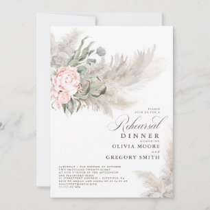 Invitation Pampas Grass Sage Verdure Floral Rehearsal Dîner