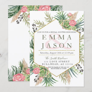 Invitation Pampas Grass Succulent Couples Fête des mariées