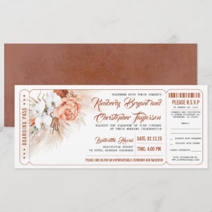 Invitation Pampas Grass Terracotta Floral Mariage Billet