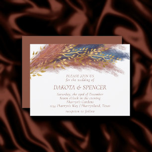Invitation Pampas Grass   Terracotta Paprika Fleur sauvage bl