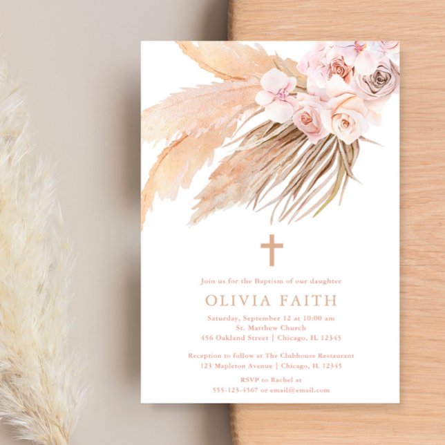Invitation Pampas herbe boho désert bohème baptême (Créateur téléchargé)