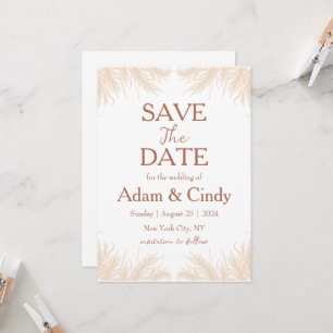 Invitation pampas herbe boho sauver les dates