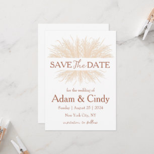 Invitation pampas herbe boho sauver les dates