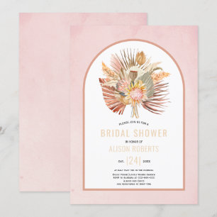 Invitation Pampas herbe et palme douce rose nuptiale douche