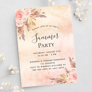 Invitation Pampas herbe flush florales été fête extérieure