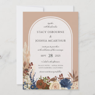 Invitation Pampas Mariage d'aquarelle de laiton Floral Boho