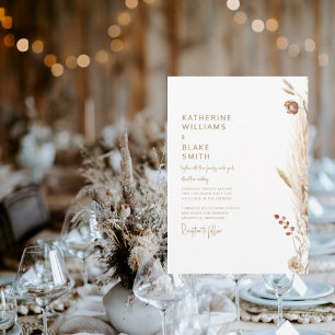 Invitation Pampas Moderne Avec Mariage Texte Or