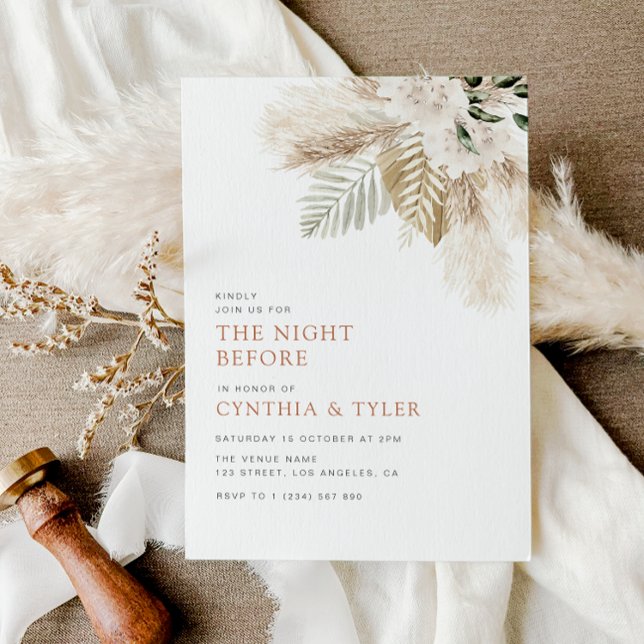 Invitation pampas moderne boho verdure la veille (Créateur téléchargé)