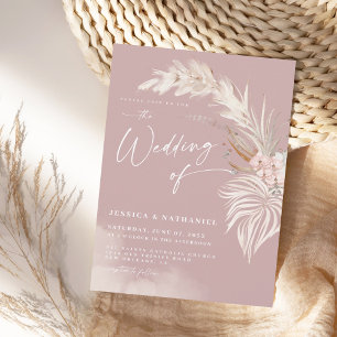 Invitation Pampas moderne Grass Blush Rose Floral Boho Mariag