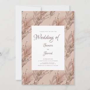 Invitation Pampas Motif Mariage botanique tiré à la main