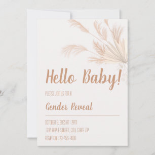 Invitation Pampas Neutre Ton Boho Sexe Révélation