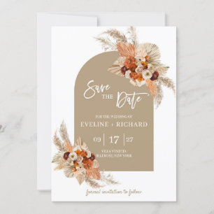 Invitation Pampas orange brûlé herbe palme séché arche boho d