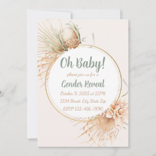 Invitation Pampas Palm Feuille Neutre Tonalité Boho Sexe Révé