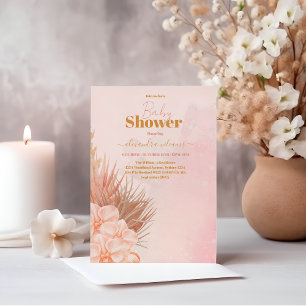 Invitation Pampas Pampas Pâtes Rose Baby shower fille