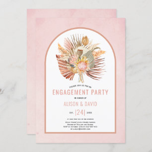 Invitation Pampas pelouse et palmier doux rose fiançailles