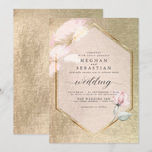 Invitation Pampas Rose en or Blush Floral en laiton