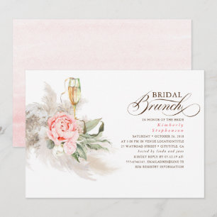 Invitation Pampas rose Floral Grass Greenery Brunch nuptial