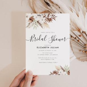 Invitation pampas rustique chute nuptiale douche invita