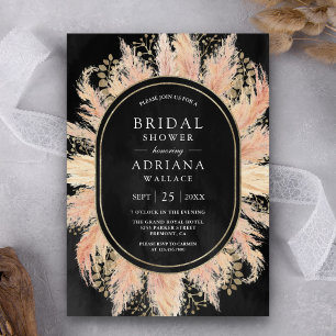 Invitation Pampas séchée Boho Grass Fête des mariées noire ov