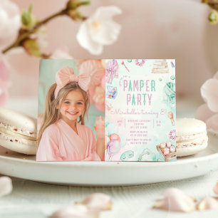 Invitation Pamper Party Pastel Glam Photo fête d'anniversaire