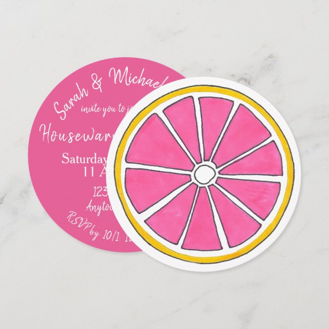 Invitation Pamplemousse rose Agrumes Fruit Plage tropicale Br (Devant / Derrière)
