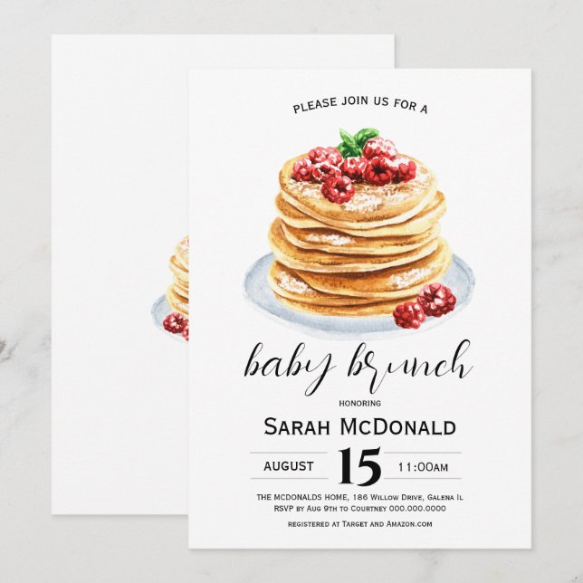 Invitation Pancake Baby Brunch (Devant / Derrière)