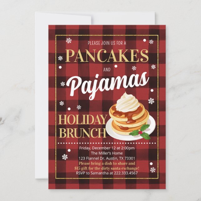 Invitation Pancakes and Pajamas Christmas Party (Devant)