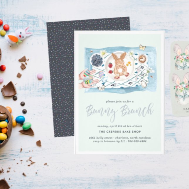 Invitation Pancakes Bunny | Brunch Bunny de Pâques (Créateur téléchargé)