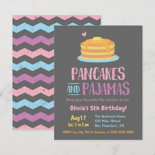 Invitation Pancakes et Pajamas Chevron fête d'anniversaire