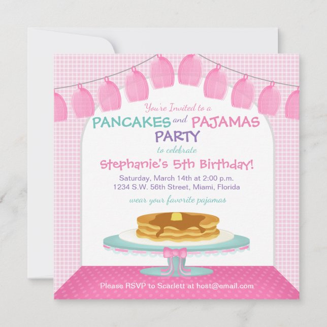 Invitation Pancakes et pyjamas (Devant)