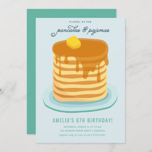 Invitation Pancakes et pyjamas fête d'anniversaire