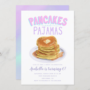 Invitation Pancakes et pyjamas Fête d'anniversaire