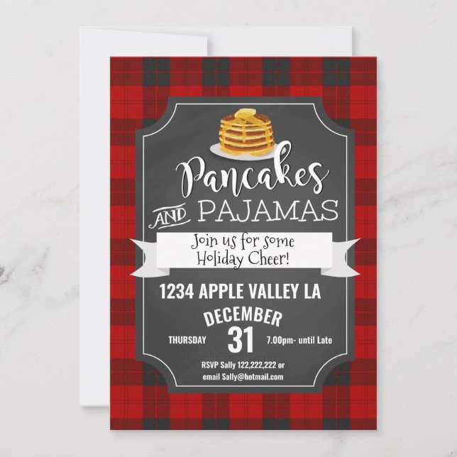 Invitation Pancakes et pyjamas fête de Noël (Devant)