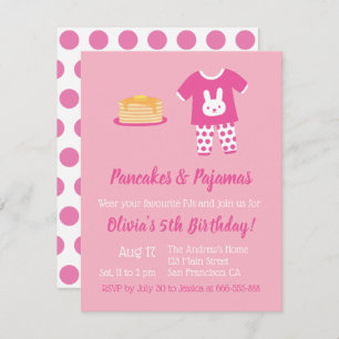 Invitation Pancakes et pyjamas Pois fête d'anniversaire