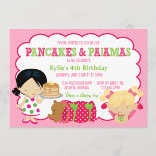 Invitation Pancakes et pyjamas Sleepover Party