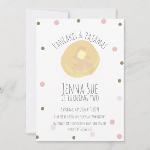 Invitation Pancakes et Pyjamas Soirée Pyjama Filles Confettis