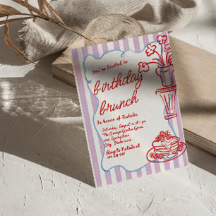 Invitation Pancakes Fleur Dessinée À La Main Fun Birthday Bru