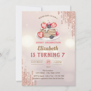 Invitation Pancakes Paillettes Gouttes Bokeh Anniversaire