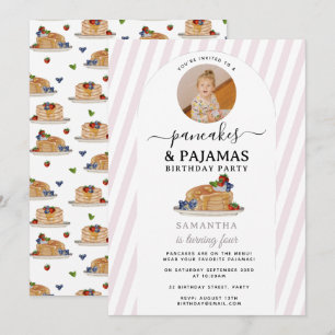 Invitation Pancakes Pyjama tenue de nuit Fille Enfants Annive