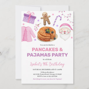 Invitation Pancakes rose violet et pyjamas Anniversaire