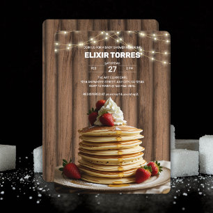 Invitation Pancakes rustiques Baby shower bébé et brunch