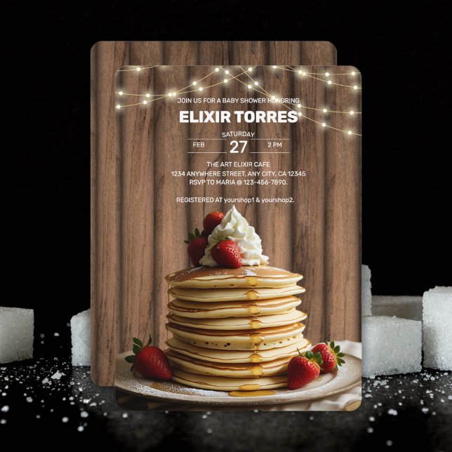 Invitation Pancakes rustiques Baby shower bébé et brunch (Créateur téléchargé)