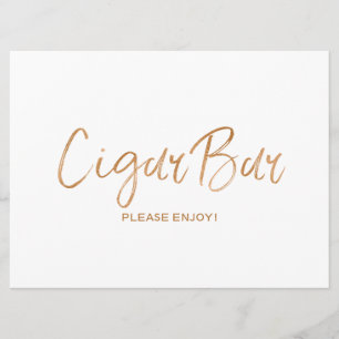 Invitation Pancarte "Cigar Bar" pour mariage   Rose dorée élé