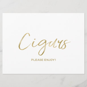 Invitation Pancarte "Cigares" de mariage   Doré élégant