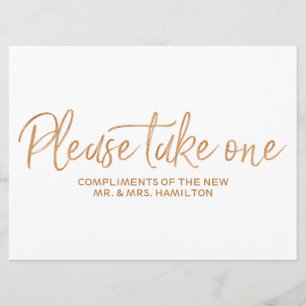 Invitation Pancarte de cadeaux de mariage en or "Veuillez en