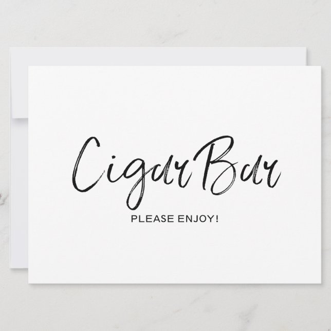 Invitation Pancarte de mariage "Bar cigare" | lettrage élégan (Devant)