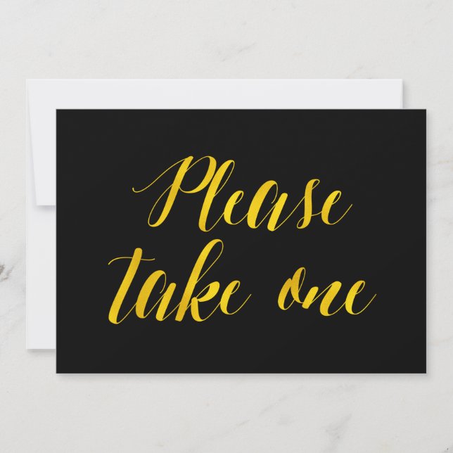 Invitation Pancarte de mariage chic en faux or métallisé "Veu (Devant)