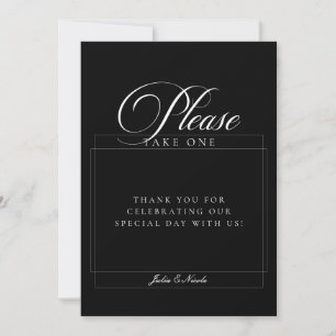 Invitation Pancarte de mariage Classic Black Please Take A Fa