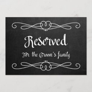 Invitation Pancarte de mariage "Réservé à la famille du marié